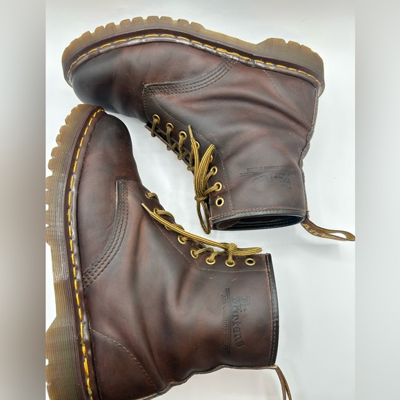 RARE Vintage 90s Dr Martens Brown Boots Made in England Doc Martens Sz 10 AW004 - Picture 2 of 16
